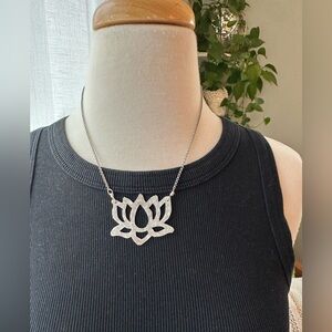 Handmade SilverLotus Necklace • Hammered Metal Necklace